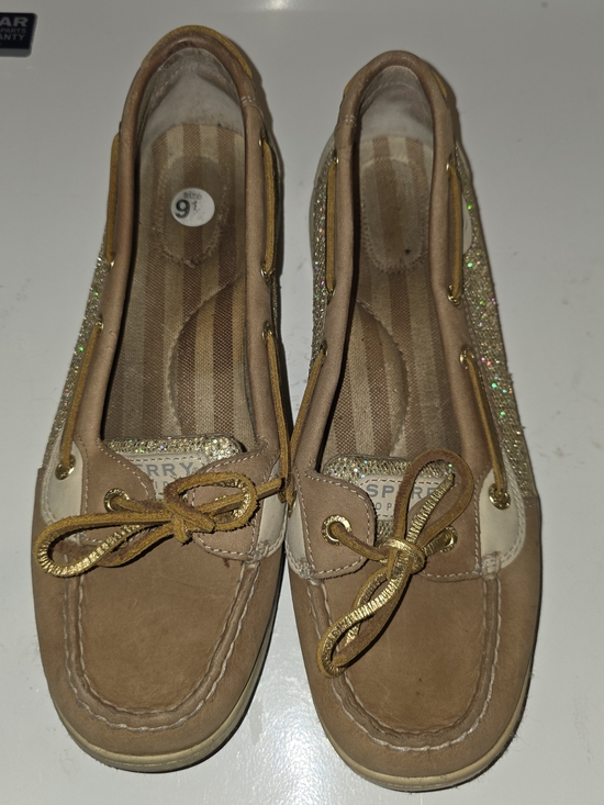 Sperry Shoes - Sperry Tan Glitter-Trim Boat Shoes